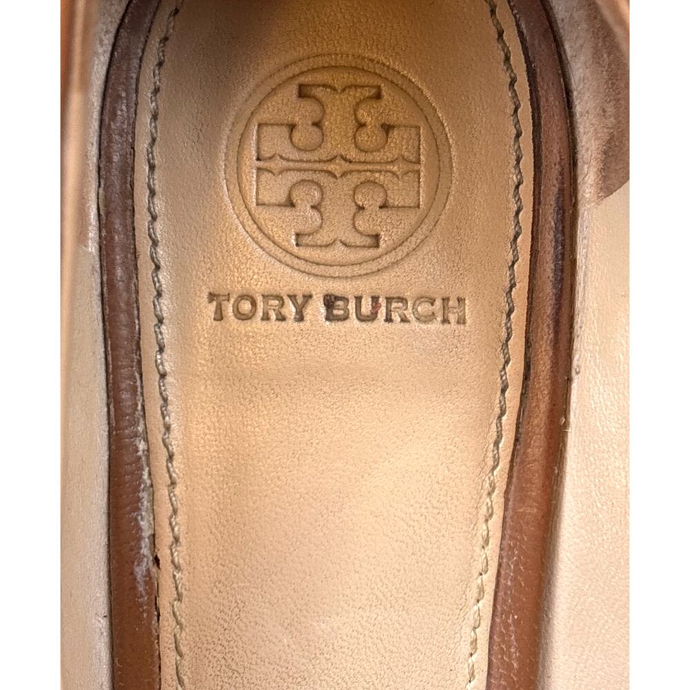 Tory Burch Womens 9.5 Brown Leather Karma Wedge Open Toe Heel Sandal Pump - Picture 7 of 9